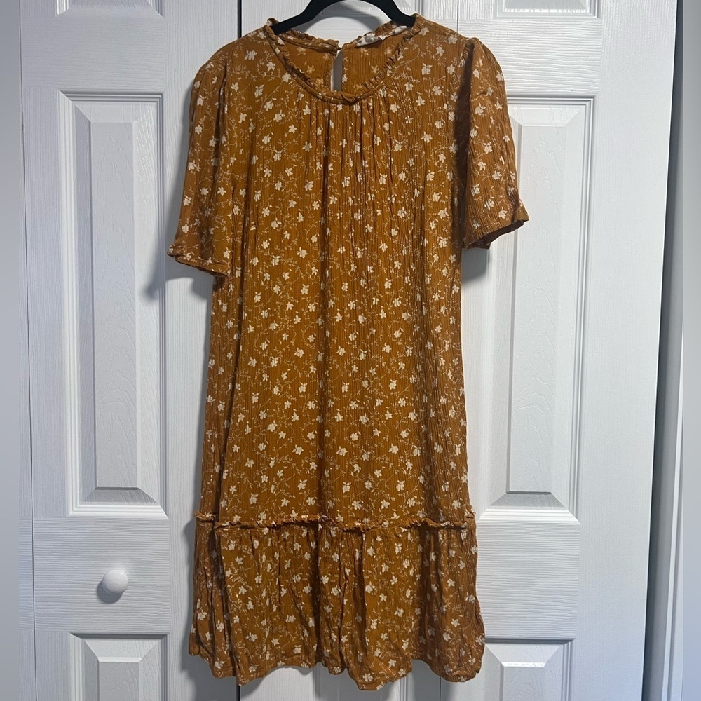 Fat Face High Neck Dark Yellow Midi Dress